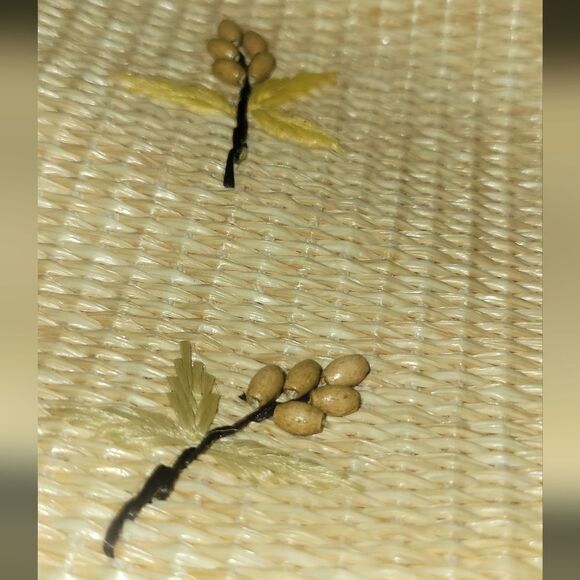 Vintage Fossil Woven Leather Beaded Floral Embellish Purse Shoulder Bag Handbag - Picture 4 of 16